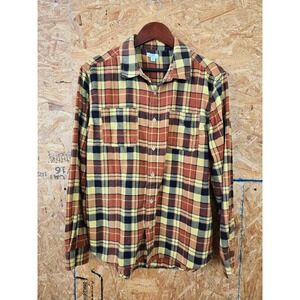 Men's DIP Eco-Friendly Plaid Flannel Shirt‎ - Yellow, Rust, Black - Medium